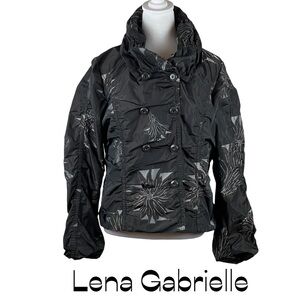 Lena Gabrielle Black Floral Waterproof Jacket Size 10